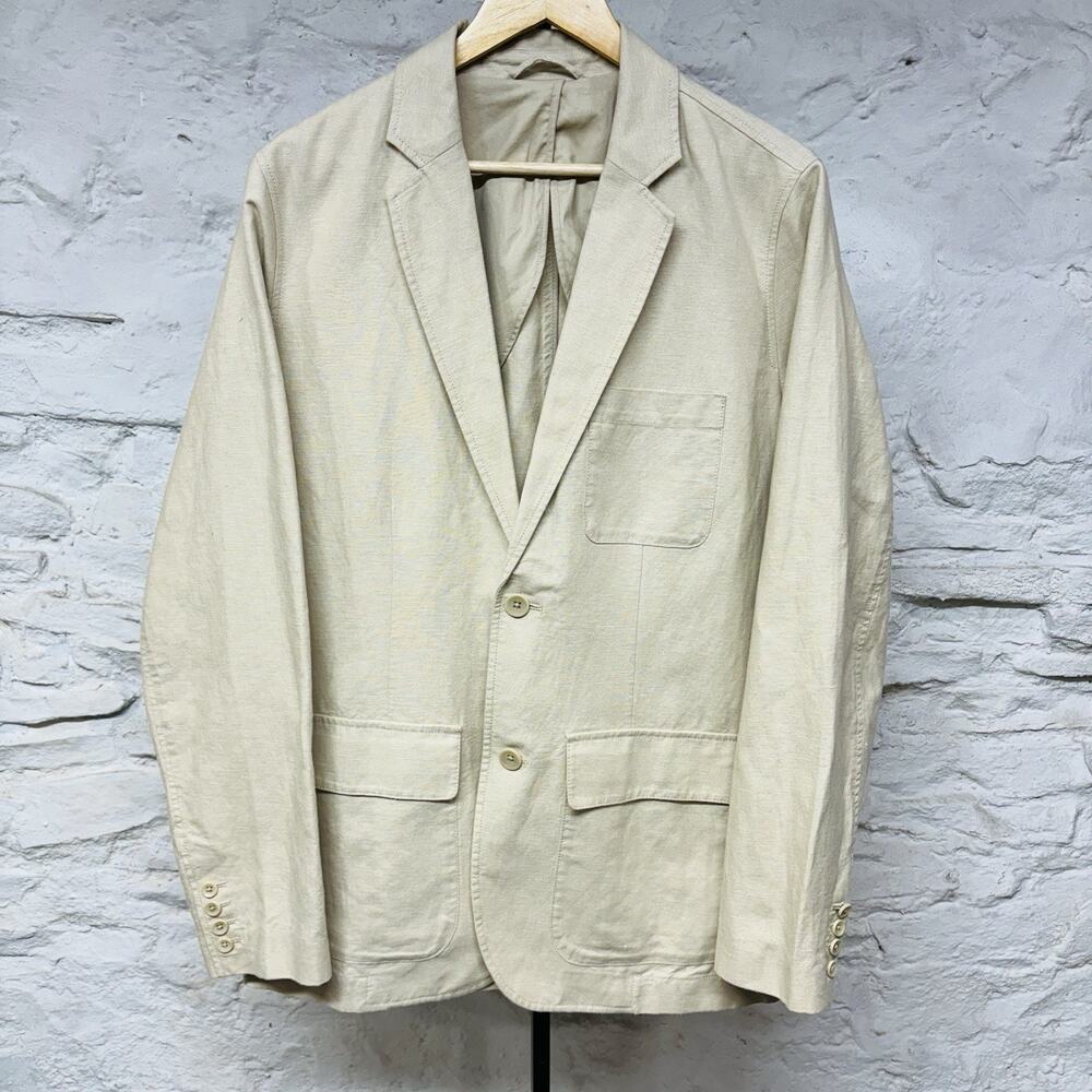 Gap Blazer Linen Cotton Unstructured Jacket Preppy Casual Cream y2k Medium
